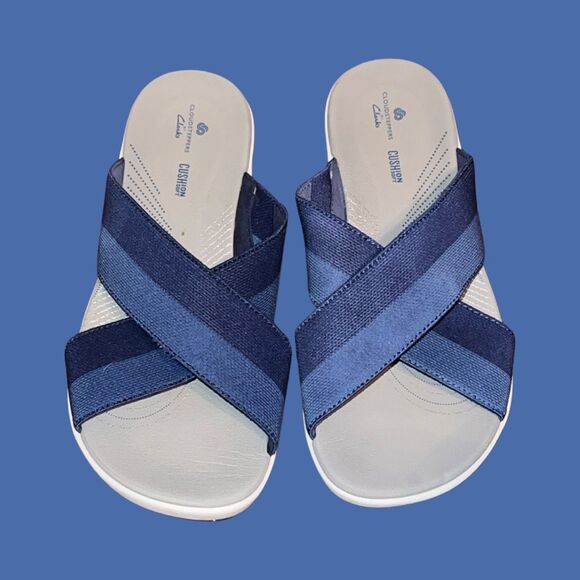 Clarks Brinkley Sun Women's Flat Sandals Blue Synthetic Size 7 - Picture 2 of 5